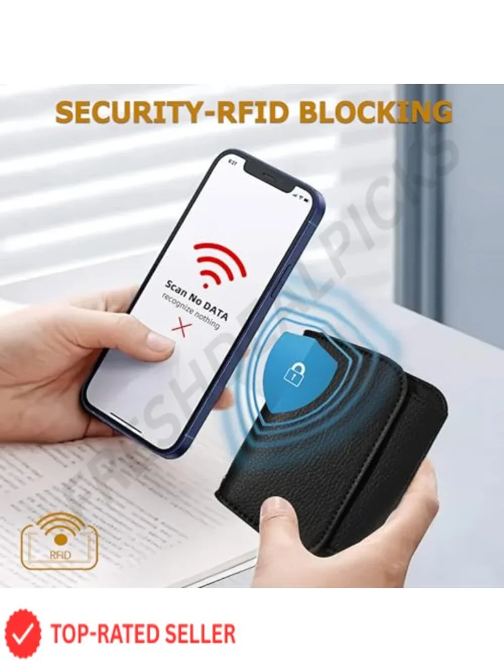 Mini RFID Blocking Slim Wallet Women Tri-Fold Card Holder with Coin Pocket
